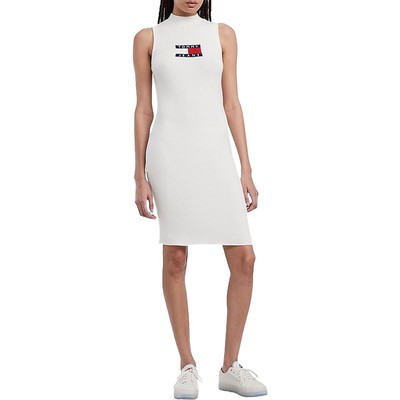 Tommy Hilfiger Womens White Ribbed Casual Slip On Sweaterdress S BHFO 4088