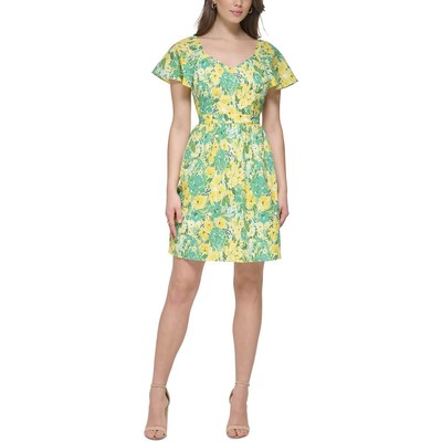 Kensie Dresses Женская зеленая рабочая одежда с мини-ушками и расклешенным платьем 0 BHFO 1302