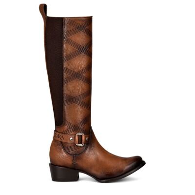 CUADRA 1X4ARS - CUADRA BROWN CASUAL FASHION LEATHER STRAPPED TALL BOOTS FOR WOMEN