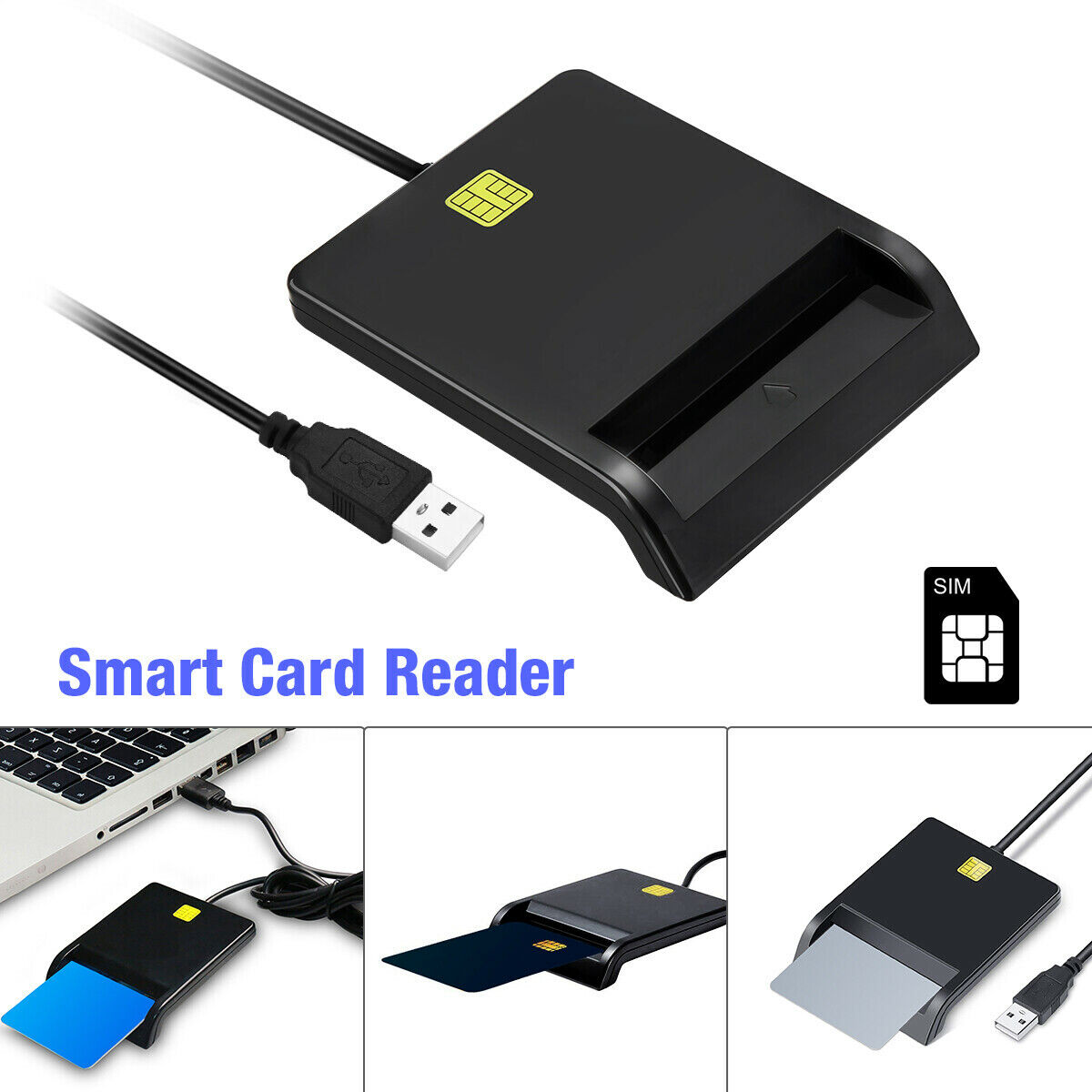 USB Chipkartenleser SIM Kartenleser Personalausweis Lesegerät SmartCard Reader