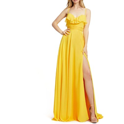 

Mac Duggal Женское желтое вечернее платье без рукавов с рюшами  BHFO 3415, Sunshine