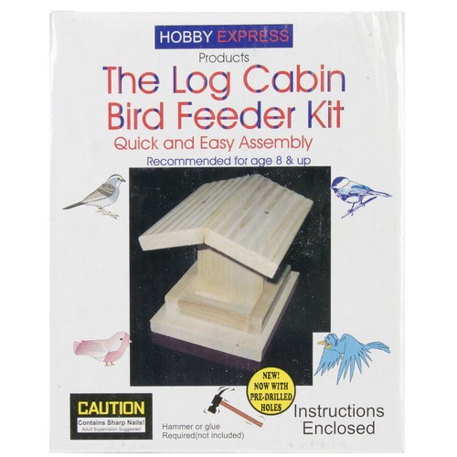Unfinished Wood Kit-Log Cabin Bird Feeder