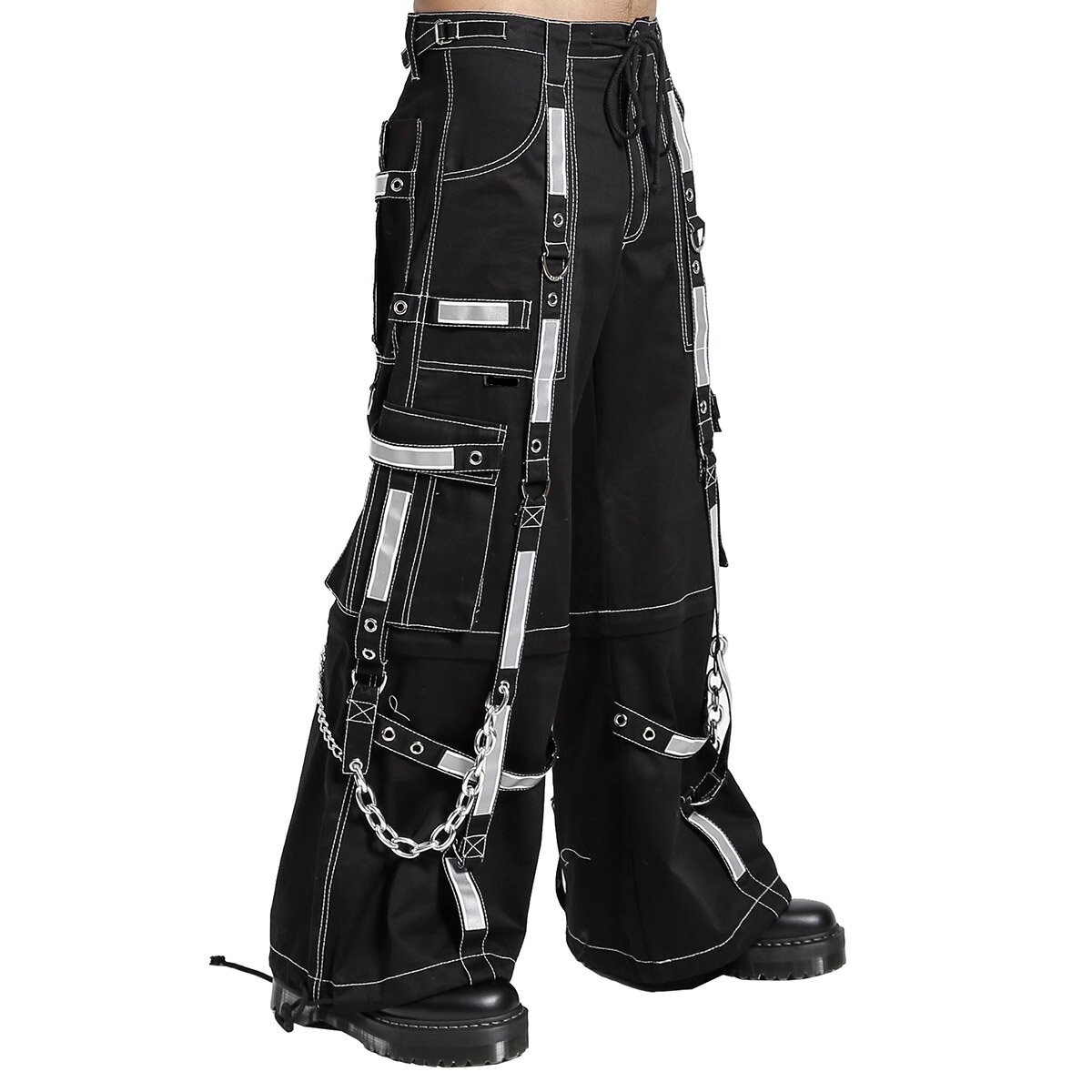 Gothic Bondage Reflective Men Pant Alternative Punk Rock EMO