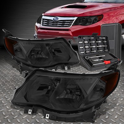 ДЛЯ 09-13 SUBARU FORESTER ДЫМЧАТЫЙ КОРПУС, ЯНТАРНЫЕ УГЛОВЫЕ ЛАМПЫ ФАР + НАБОР ИНСТРУМЕНТОВ