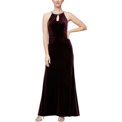 

Женское бархатное вечернее платье с длинным вырезом Alex - Eve BHFO 3240, Aubergine