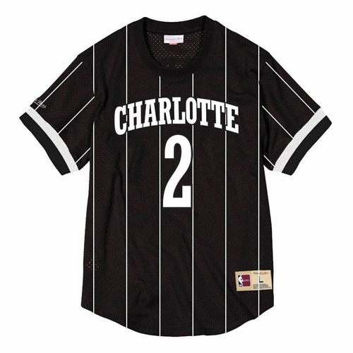 Мужские Mitchell & Ness NBA Mesh Name & Number Crew Neck Larry Johnson Hornets
