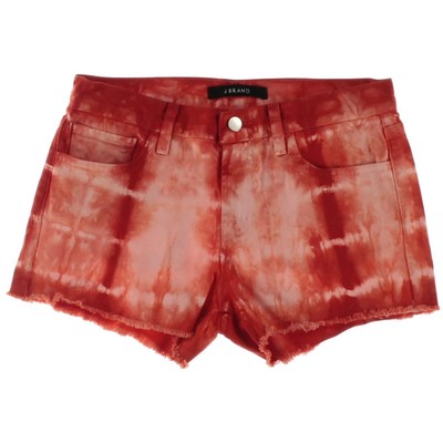 

Женские красные джинсовые обрезанные шорты J Brand Tie-Dye  BHFO 4061, Tied cherry tomato, 1158O250