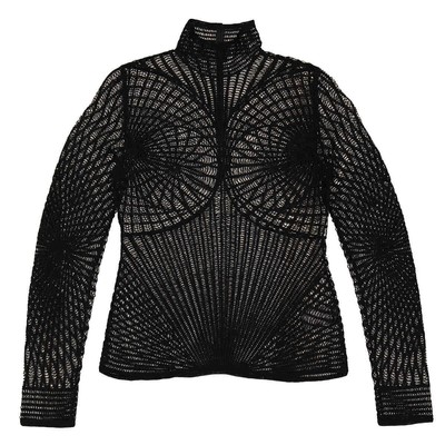 Pre-owned Burberry Ladies Black Knitted Pullover Turtleneck Sweater