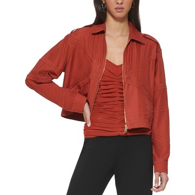 Женская рубашка из вискозы с оранжевым воротником DKNY, жакет-пальто L BHFO 9211