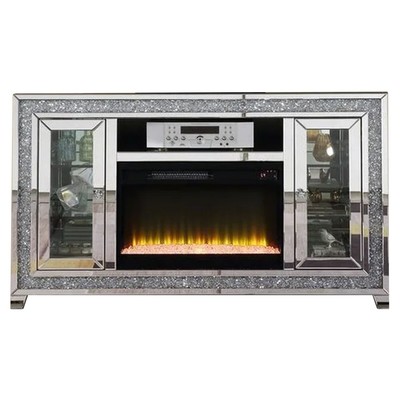 With Electric Fireplace And Mirror Framing, Silver