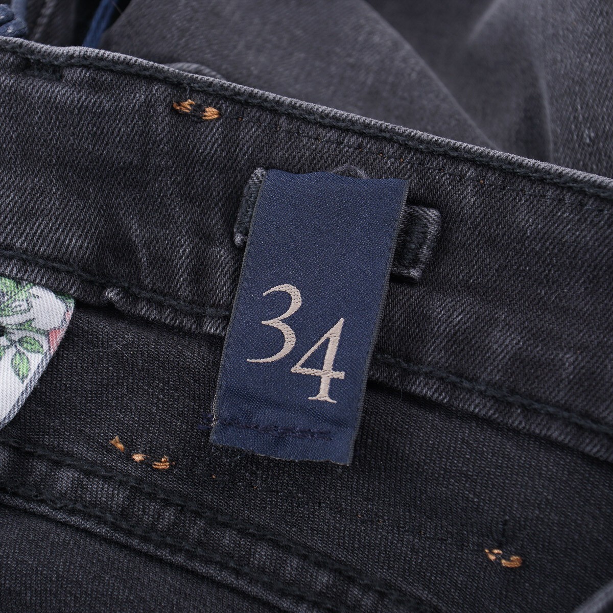 HANDPICKED HANDPICKED SLIM TAPERED FIT 'ORVIETO' FADED BLACK WASH DENIM JEANS 34