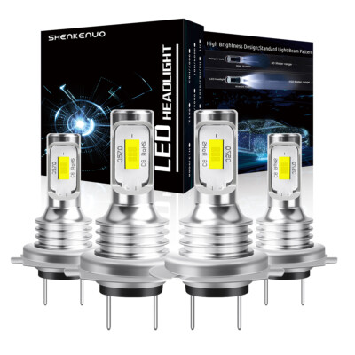 H7 LED Headlights Bulbs 10000K High Low Beams Kit Combo Super White Bright 4Pcs