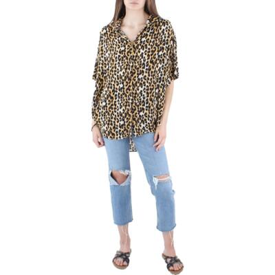 

Urban Outfitters Женская коричневая рубашка с коротким рукавом с изображением животных, топ  BHFO 1379, Brown/black