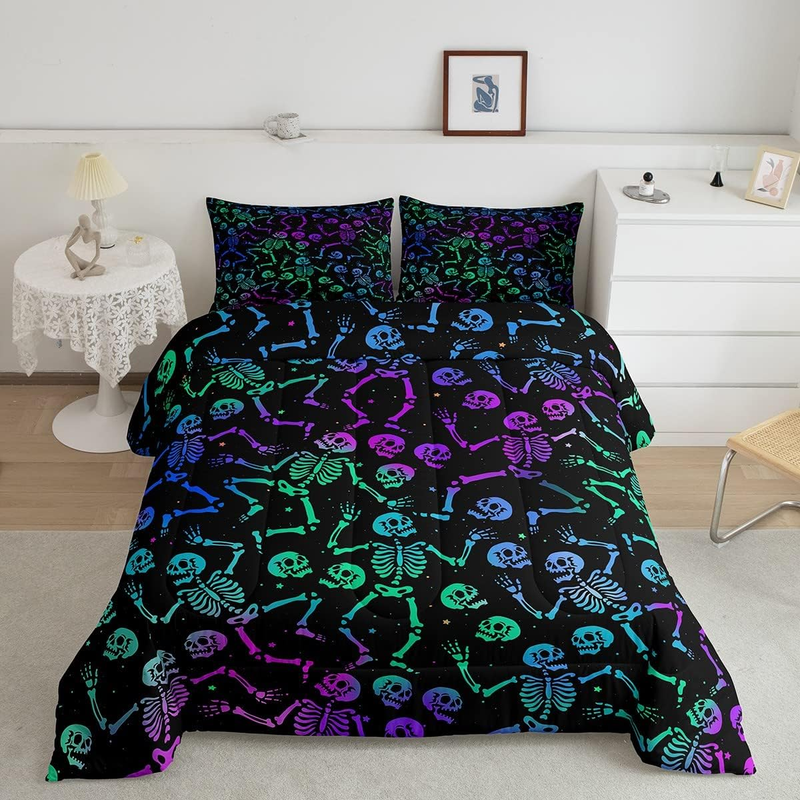 Halloween Bedding Set King Size Green Blue Purple Ombr