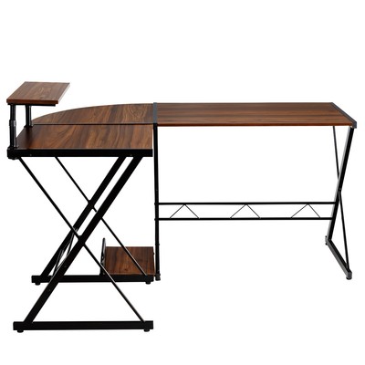Topbuy L-Shaped Corner Desk Computer Gaming Table Black/Antique/Walnut