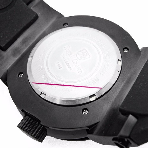 Pre-owned Royal Crown 6415 Black Men's Wrist Watch 46mm Stainless Steel Case Silicon Band