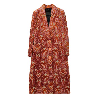 Pre-owned Burberry Ladies Rose, Pink Damask Velvet Jacquard Tailored Coat, Brand Size 4