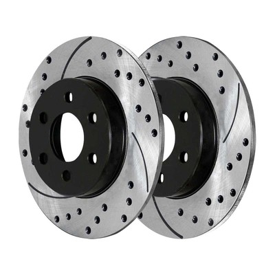 Rear Drilled Slotted Brake Rotors Black & Pads for Nissan Titan Armada 5.6L V8