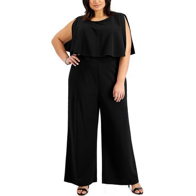 Connected Apparel Женский черный комбинезон с широкими штанинами и капюшоном Plus 22W BHFO 0864
