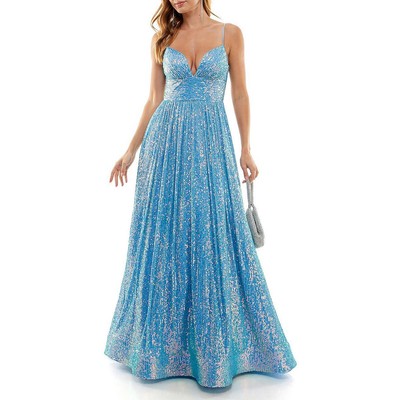 B. Darlin Женское синее переливающееся вечернее платье для выпускного вечера для юниорок 3/4 BHFO 0548