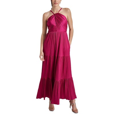 DKNY Womens Purple Satin Tiered Long Maxi Dress 10 BHFO 5115