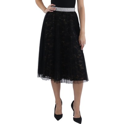 Женская черная юбка-миди А-силуэта из металлической сетки Gracia S BHFO 5218