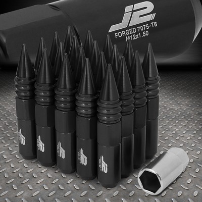 J2 ENGINEERING 7075 АЛЮМИНИЙ M12X1.5 20ШТ 107ММ ГАЙКА С ШИПАСТОЙ ГОЛОВКОЙ + АДАПТЕР ЧЕРНЫЙ