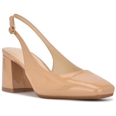 Женские бежевые лакированные туфли-лодочки Nine West на высоком каблуке 8,5 см (B,M) BHFO 4386