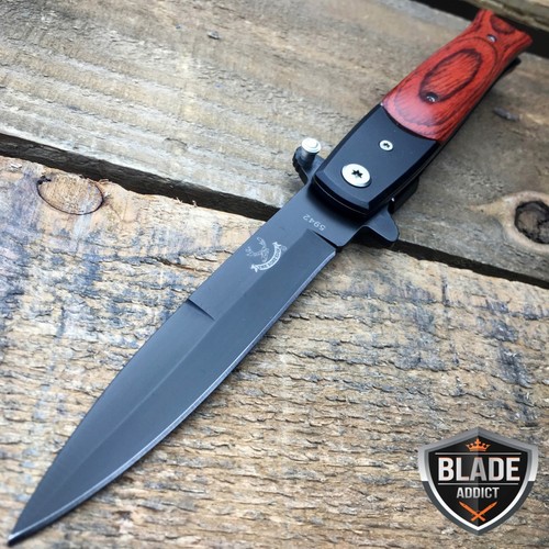 8.5" Italian Milano Stiletto Tactical Spring Open Assisted Folding Pocket Knife