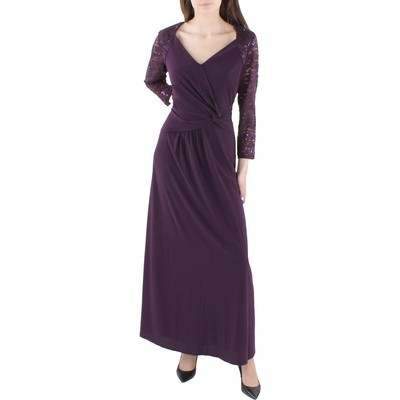 

SLNY Женское фиолетовое кружевное вечернее платье с блестками  BHFO 4672, Deep plum