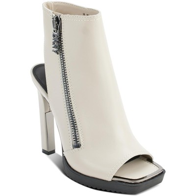 DKNY Womens Malia Beige Leather Square Toe Heels Shoes 8 Medium (B,M) BHFO 5281
