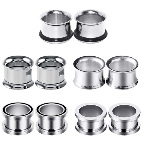 Ear Gauges Stainless Steel Ear Plugs Hollow Centered Flesh Tunnels Eyelets 2PCS