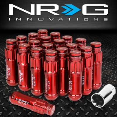 20X NRG RED M12X1,25 СТАЛЬНЫЕ ГАЙКИ С ЗАКРЫТЫМИ КОНЦАМИ ШЛИФОННЫХ ПРИВОДНЫХ НАКОНЕЧНИКОВ С ПЫЛЕЗЫЧНОЙ КРЫШКОЙ + КЛЮЧ