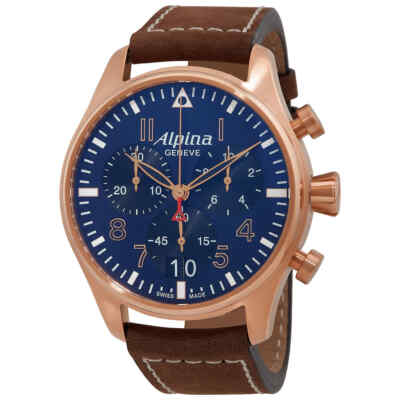 Мужские часы Alpina Startimer Pilot с хронографом и кварцевым механизмом с синим циферблатом AL-372NB4S4