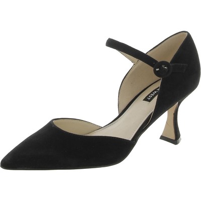 Женские черные замшевые туфли-лодочки с ремешком на щиколотке Nine West 7 Medium (B,M) BHFO 7066
