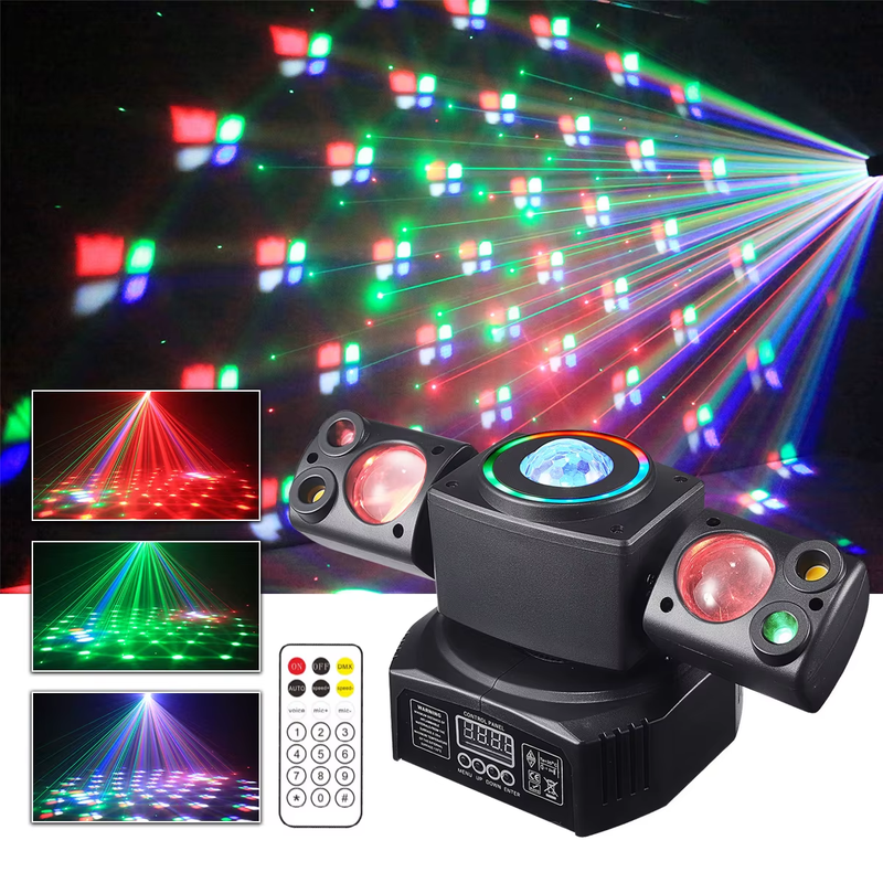 60w LED Double Headed Stage Party Lights Laser Strobe Beam Magic Ball 4in1 MiNi