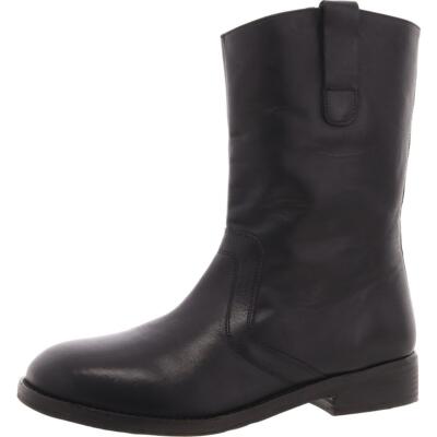 Free People Womens Black Leather Pull on Mid-Calf Boots 9 Medium (B,M) BHFO 9776