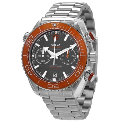 Pre-owned Omega Planet Ocean 600m Seamaster Chronograph Automatic Chronometer Grey Dial
