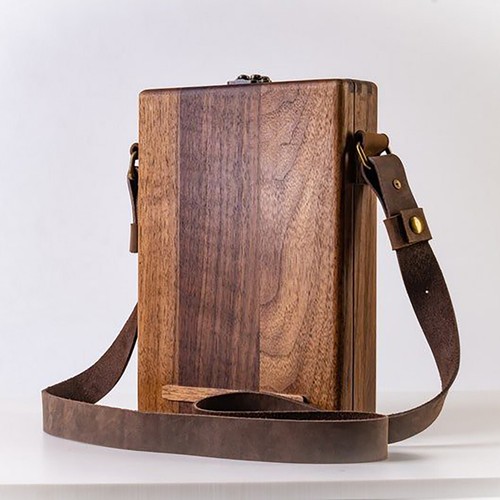 Wooden Writer Messenger Crossbody Bag Briefcase Painting Tool Brush Storage Box