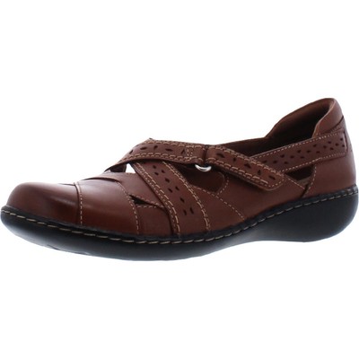 Женские туфли на плоской подошве Clarks Ashland Spin Q Tan Leather Flats 9 Wide (C, D, W) BHFO 6235