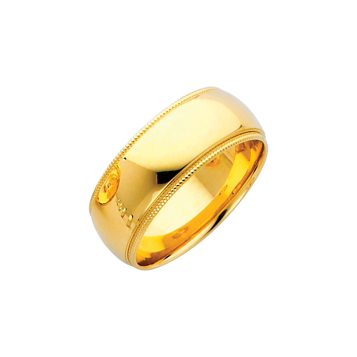 Pre-owned Td Collections 14k Yellow Gold 8mm Classic Light Comfort-fit Dome Milgrain Wedding Band