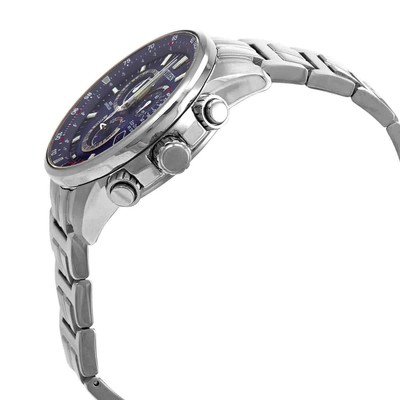 Pre-owned Citizen Pcat Perpetual Alarm World Time Chronograph Blue Dial Men's Watch