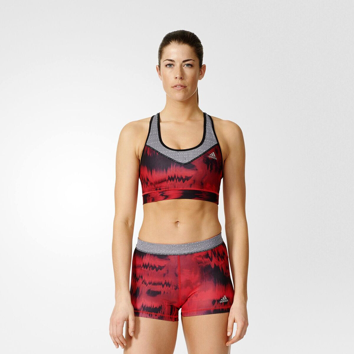 Adidas Techfit Glitch Print Bra Womens Red Black Sportswear Спортивная одежда