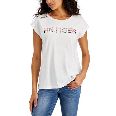 

Женская белая вязаная футболка с широким воротником Tommy Hilfiger с рисунком Top  BHFO 2087, Bright white