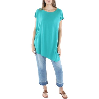 

Женская асимметричная майка с короткими рукавами Eileen Fisher BHFO 2679, Turquoise