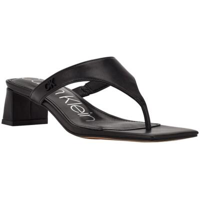 

Calvin Klein Womens Jerell Leather Thong T-Strap Туфли на блочном каблуке BHFO 3403, Черный, Jerell