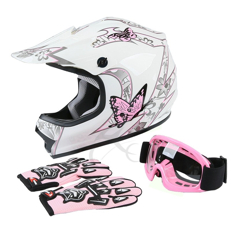 Motorcycle Child Kids DOT Youth Helmet Full Face Dirt Bike ATV Goggles Gloves