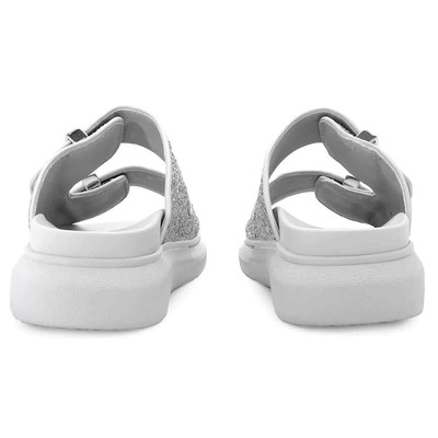 Pre-owned Alexander Mcqueen Ladies Holo Glitter Oversized Hybrid Slide In Check Description
