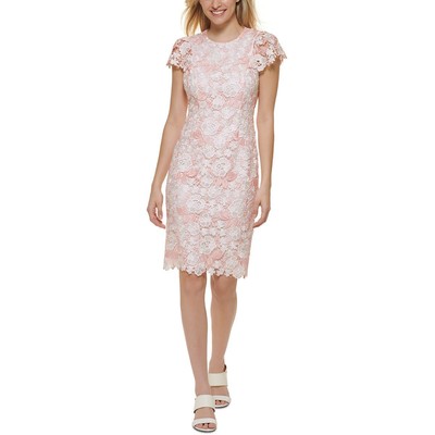 

Женское кружевное платье-футляр длиной выше колена Calvin Klein Petites BHFO 5560, White nectar