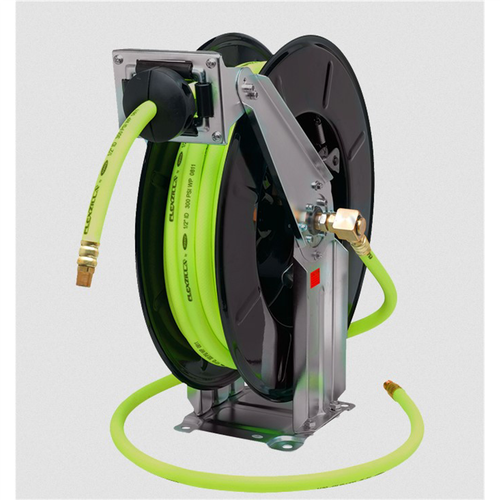 Flexzilla Pro Retractable Open Face Dual Arm Air Hose Reel, 1/2 in. x 50 ft., He